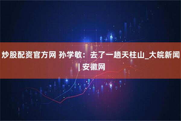 炒股配资官方网 孙学敏：去了一趟天柱山_大皖新闻 | 安徽网